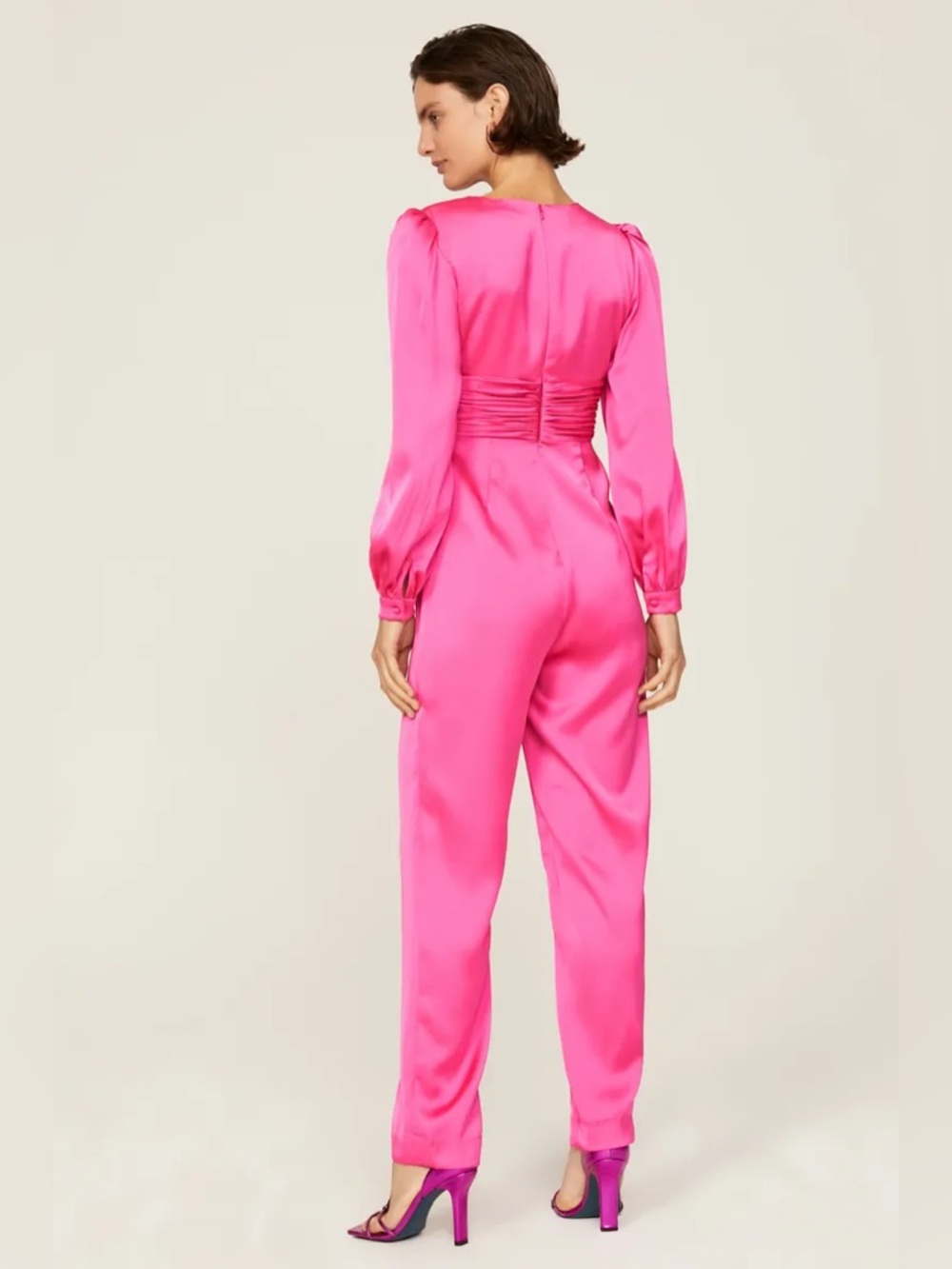 Puff Sleeve Jumpsuit Ieena for Mac Duggal Sz 2 - Picture 3 of 10